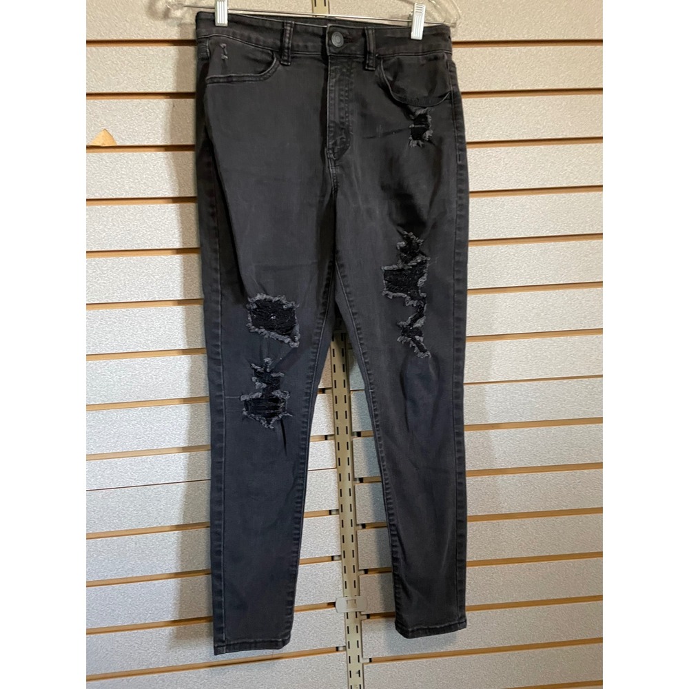 So High Rise Jegging‎ Distressed Black Wash Skinny Jeans Women's Size 11/30W